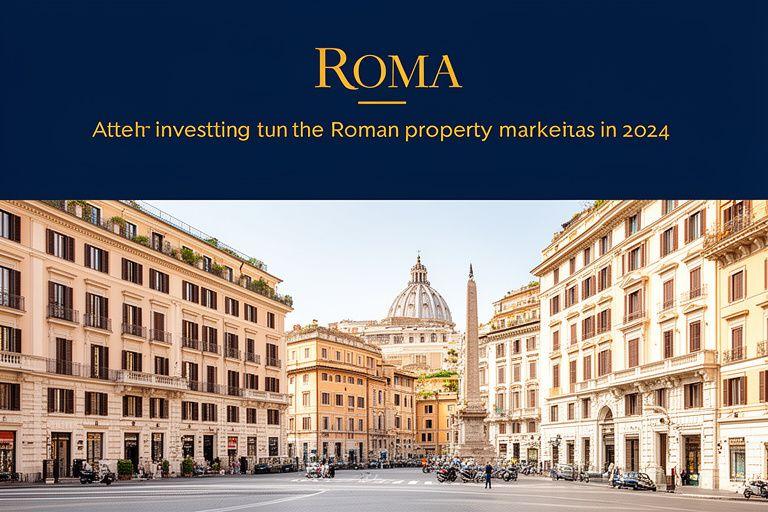 Panorama urbano di Roma con edifici residenziali e dettaglio di investimenti immobiliari per il 2024