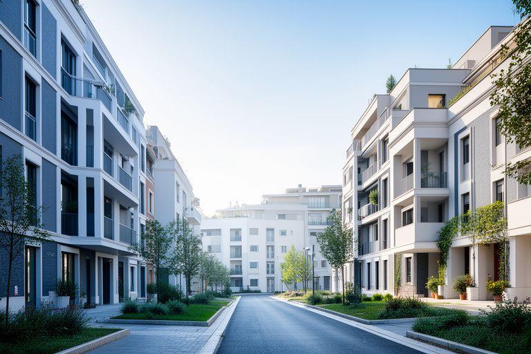 Quartiere romano emergente con nuovi condomini, spazi verdi e contesto urbano in evoluzione