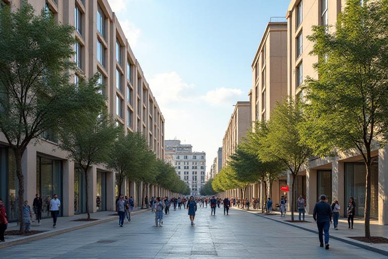 Area universitaria di Roma con edifici moderni, studenti e tessuto residenziale dinamico