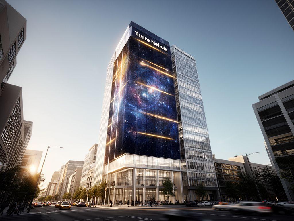 Torre Nebula, uffici smart con facciata e atmosfera cosmica