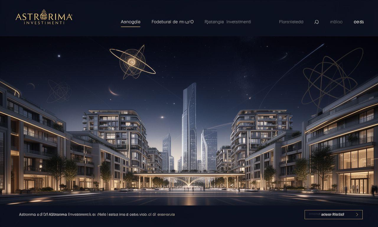 Visual hero dei progetti spaziali di Astrorima Investimenti con architettura futuristica e atmosfera cosmica
